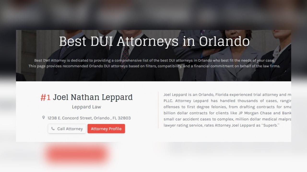 Voted 2017 Best Orlando DUI Attorneys in Florida - Leppard Law