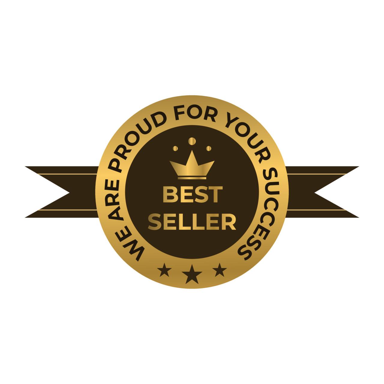 Mejor vendedor Insignia logo icono vector, dorado color mejor vendedor ...